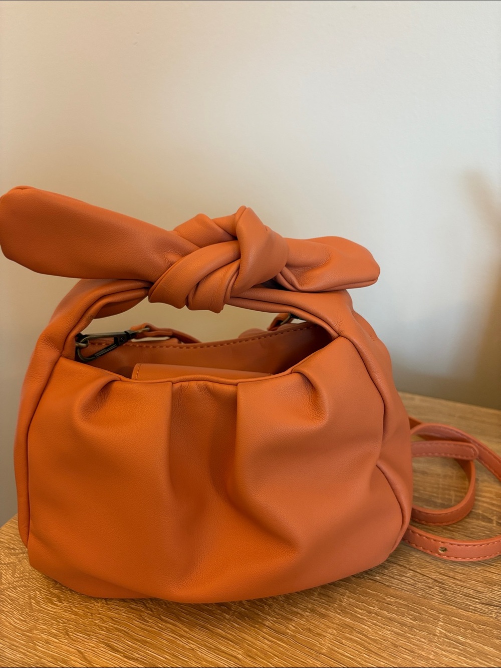 Anthropologie Orange Knotted Top-Handle Mini Bag
